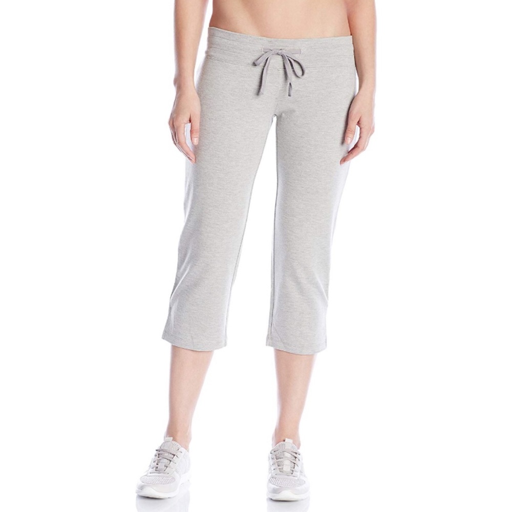 Drawstring Lounge Yoga Capri Pants Heather Grey - Picture 1 of 2